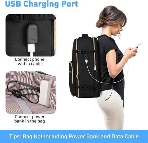 MOMUVO Large Travel Backpack - Flight Approved Carry-On for Women with USB Charging Port | 18.4 Inch