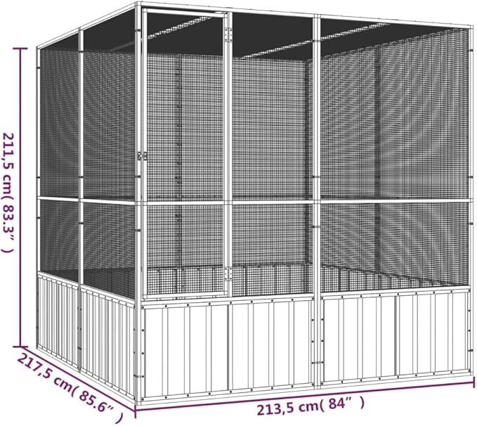 Steel Bird Cage, Large Flight King Bird Cage for Cockatiels African Grey Quaker Amazon Sun Parakeets Green Cheek Conures Pigeons Parrot Bird Cage Birdcage, Gray 84.1"x85.6"x83.3" -AA