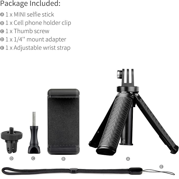 Mini Selfie Stick Tripod for GoPro Hero 13 12 11 10 9 8 Max, Portable Action
