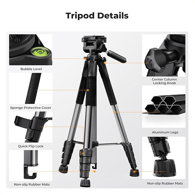K&F CONCEPT Camera Tripod, Cellphone Clip