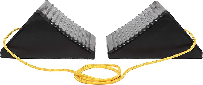 MaxxHaul 50012 Rubber Wheel Chock With Rope - 8" x 5" x 4" - 2 pack,
