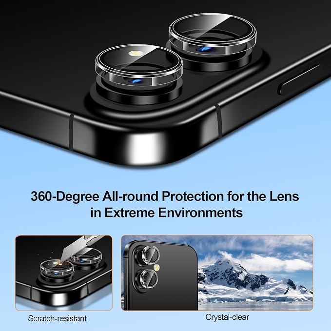 QHOHQ 3 Pack Screen Protector for iPhone 17 + 1 Set Camera Lens Protector