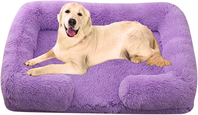 Dog Beds Large Sized dog Orthopedic, Sofa Dog Bed with Waterproof Lining and Nonskid Bottom, Rectangle Washable Dog Bed for Medium Small Dogs and Cats Comfortable ( Color : Purple , Size : 51 x 35" )