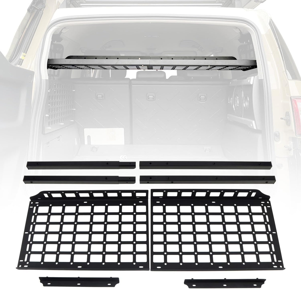 HIGH FLYING for Toyota FJ Cruiser (XJ10) 2007-2014 Car Accessories Modular Storage Molle Panel System Trunk Shelf Interior Luggage Carrier Rack Trunk Organizer (Whole Kit)