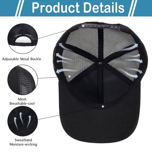 LYDTICK 20 Pack Baseball Cap Blank Trucker Hats Bulk Wholesale Hats Adjustable Plain for Men Women, Black Mesh