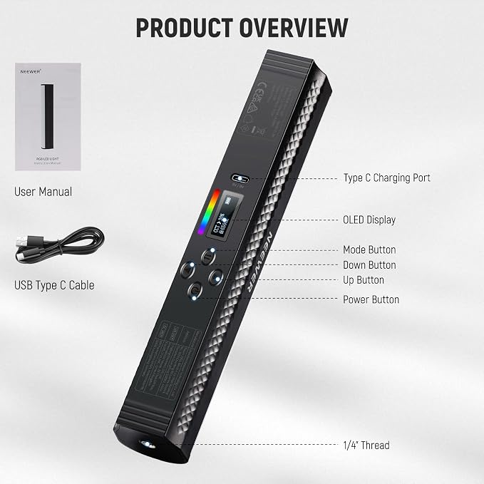 NEEWER RGB Light Wand, Magnetic Handheld Photography Video Light Stick