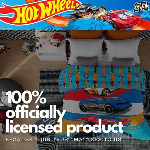 Franco Kids Bedding - Super Soft Microfiber Reversible Comforter | Twin/Full Size - Hot Wheels Design