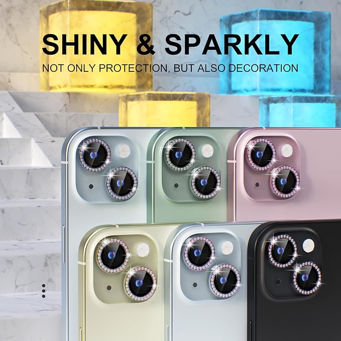 Choiche Compatible for iPhone 15 /iPhone 15 Plus Camera Lens Protector Bling
