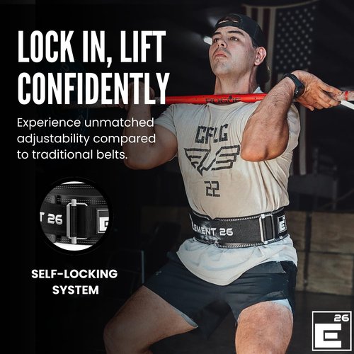 Element 26 Leather Weightlifting Belt for Men & Women - Self locking Adjustable Leather Lifting Belt for Powerlifting, Olympic lifting & Functional Fitness - Weight Belt, Squat Belt (Medium, Black)