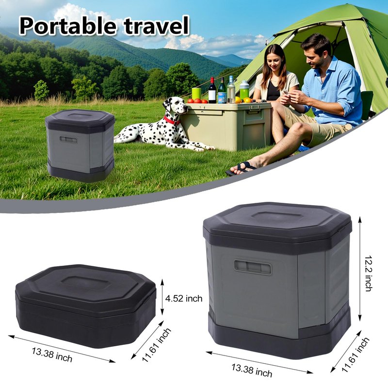 RWORCP Portable Camping Toilet, Portable Travel Folding Toilet with Lid for Adults and Kids, Portable Potty for Camping, Hiking, Car Travel,Truck, RV, Boating, Road Trips, Beach (Grey)