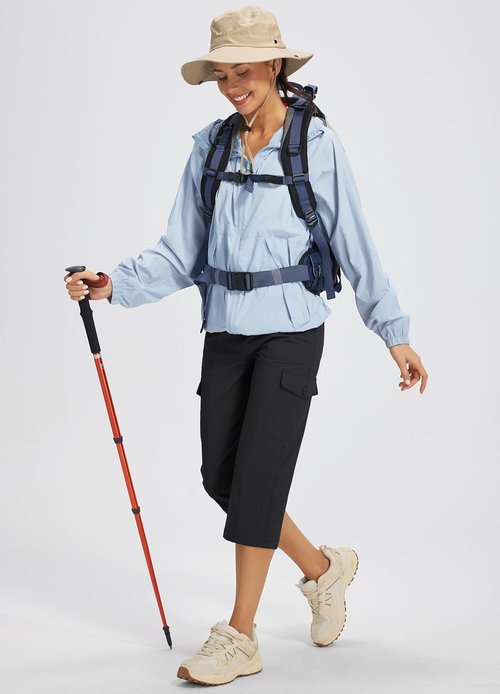 Libin Women's Capri Pants - Quick-Dry Cargo Capris for Travel & Hiking | Stretchy, Water-Resistant Design
