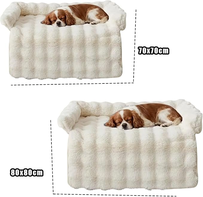 Dream Cloud Pet Sofa Bed, Dream Cloud Pet Sofa Bed Cover, Cozy Rabbit-Velvet Non-Slip Washable Fluffy Plush Pet Mat for Furniture Protection, Soft Couch Bed for Dogs & Cats (White, 80X80 CM)