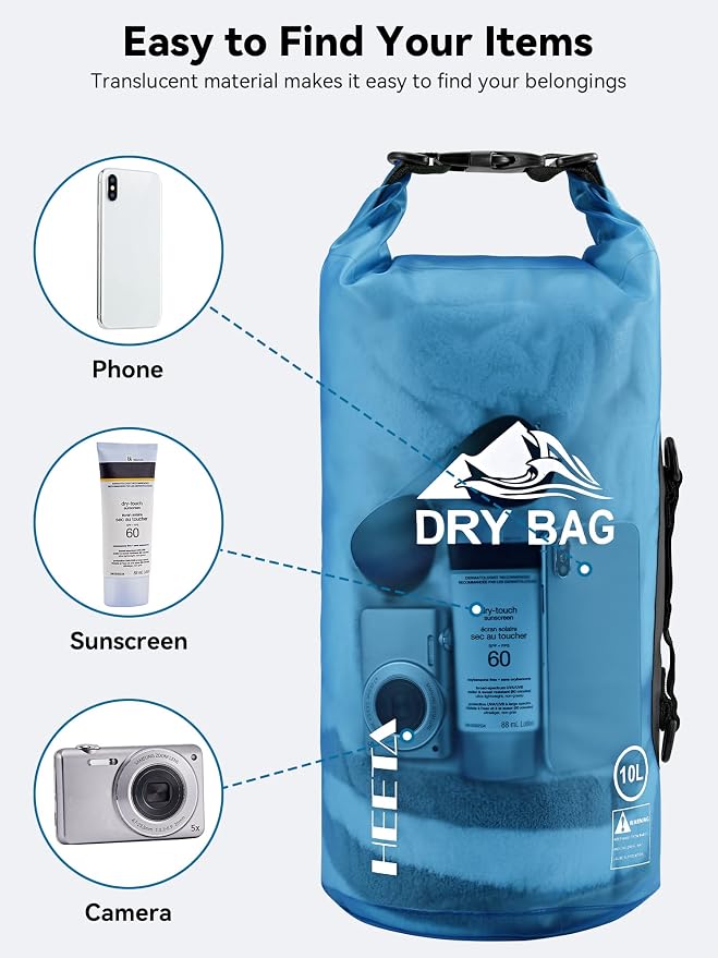 HEETA Dry Bag Waterproof for Women Men, 5L/10L/20L/30L/40L Roll Top Lightweight