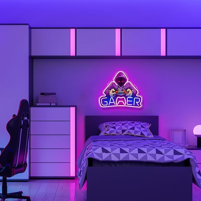 Kavaas Gamer Neon Sign, UV Printed Gaming Neon Sign