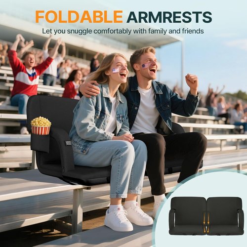HOPERAN Heated Stadium Seats - Dual-Sided Bleacher Chair with Back Support & 3 Heating Levels | Portable with 5 Pockets
