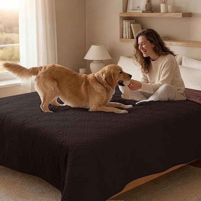 100% Waterproof Dog Couch Protector, Triple-Layer Waterproof Dog Bed Cover Pet Blanket Reversible 2-Tone Sofa Shield, Non-Slip Furniture Guard for Pets(42×50 Inch, Chocolate+Coffee)