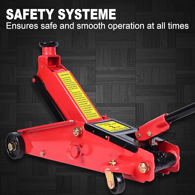 3 Ton Low Profile Hydraulic Floor Jack – Heavy Duty Steel Car Jack with Single Piston Pump, 10" to 21.6" Lift Range for SUV