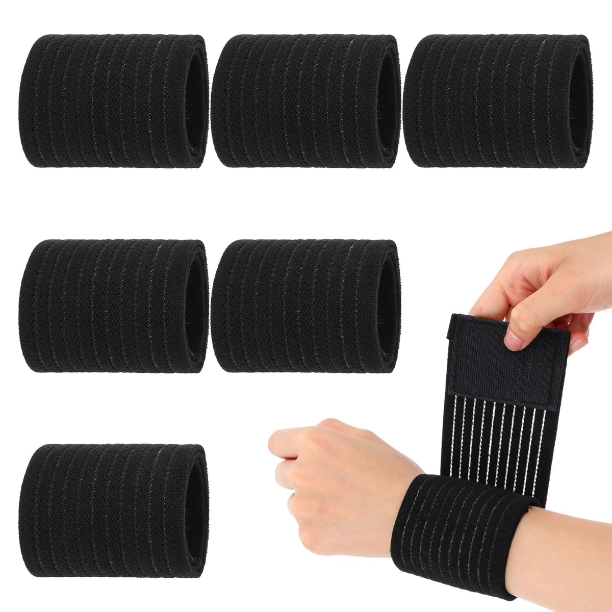 Skiennix High-Elastic Wrist Support Straps - Breathable Compression Wraps for Carpal Tunnel & Arthritis | 6 Pcs