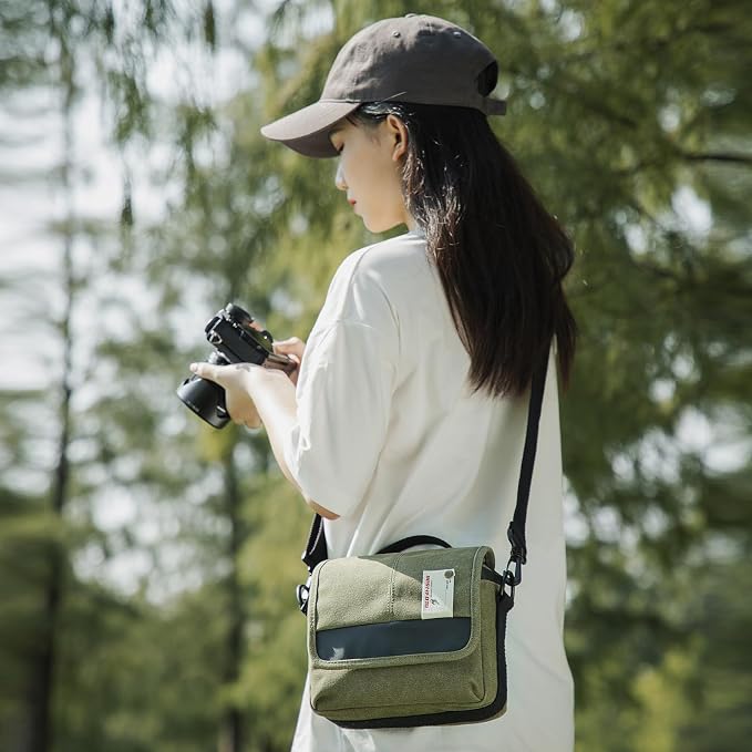 Besnfoto Camera Bag Small Crossbody Camera Shoulder Bag Purse Waterproof Canvas