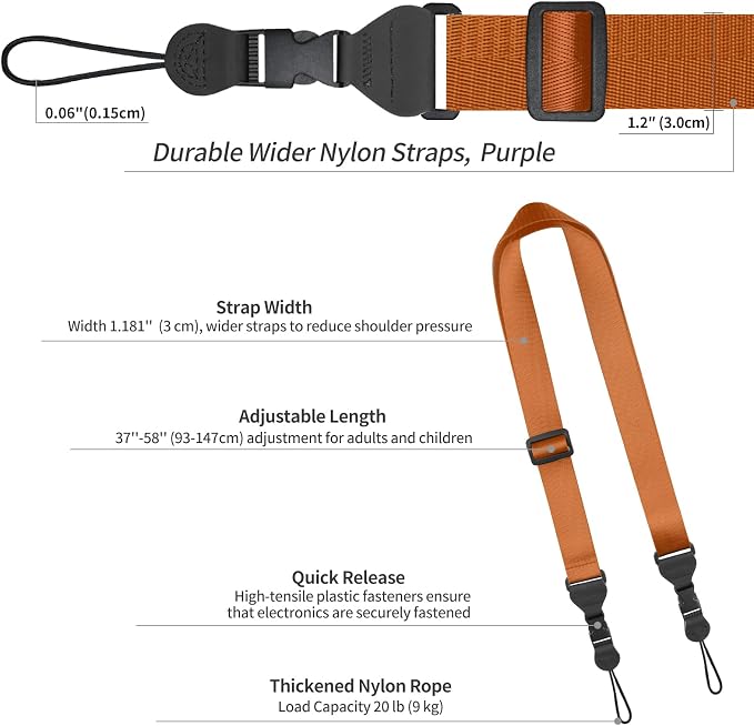 FIEIL Adjustable Shoulder Strap, Nylon Camera Strap, Comfortable Neck Strap
