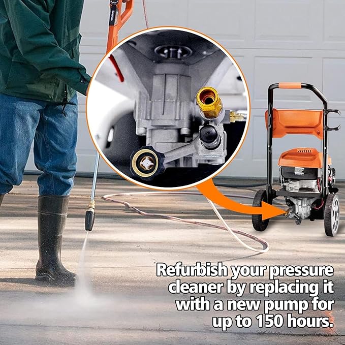 7/8" Shaft Vertical Pressure Washer Pump Max 3100 PSI Power Washer Pump Replacement Rear Inlet/Outlet 2800-3100 PSI, Compatible with Honda,GCV160,GCV190,Homelite,Craftman,Simpson,Briggs&Stratton