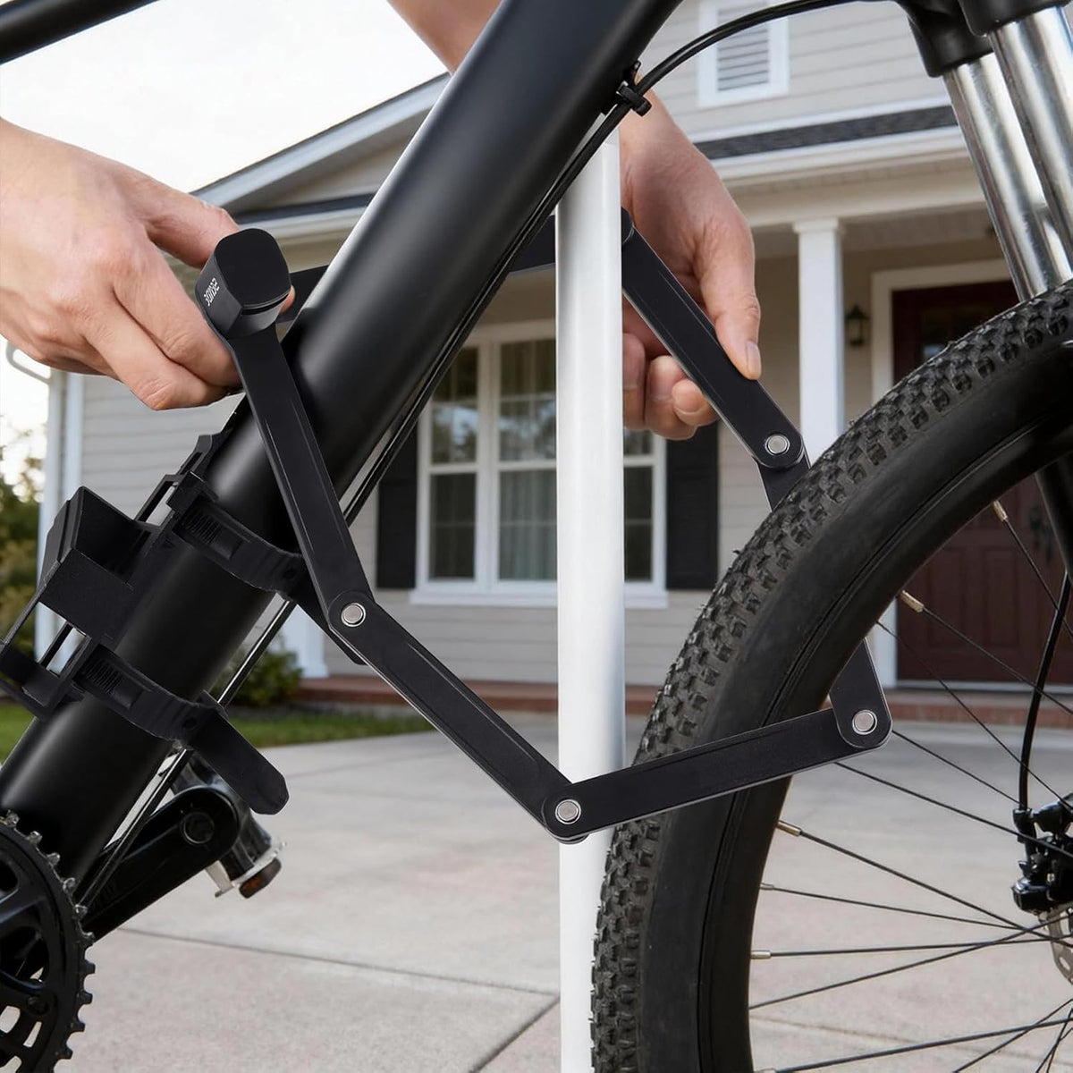 Skiennix Folding Bike Lock - Heavy-Duty Anti-Theft Alloy Steel with Mounting Bracket & 2 Keys (30 in)