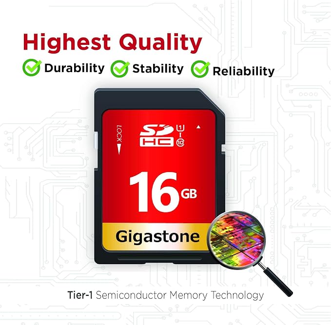 GIGASTONE 16GB SD Card 100-Pack UHS-I U1 Class 10 SDHC Memory Card High Speed