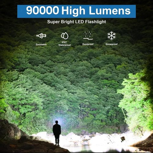 MILAOSHU Rechargeable Flashlights 90,000 High Lumens - 2 Pack, Super Bright LED Flash Light with 5 Modes, 12 Hour Brightest Waterproof Handheld Flashlight for Home, Camping
