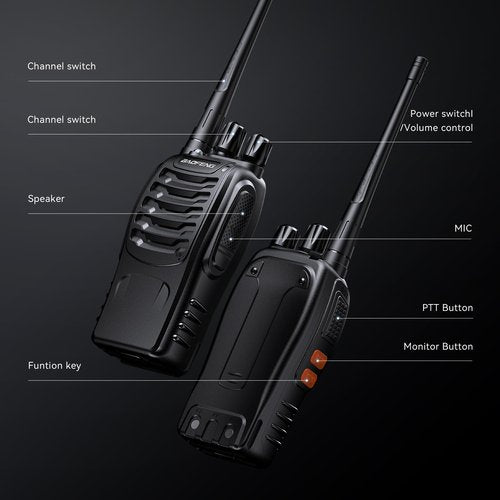 BAOFENG BF-888S Walkie Talkies High-Performance Long Range Two Way Radios for Outdoor Adventures and Team Communication (Pack of 4)