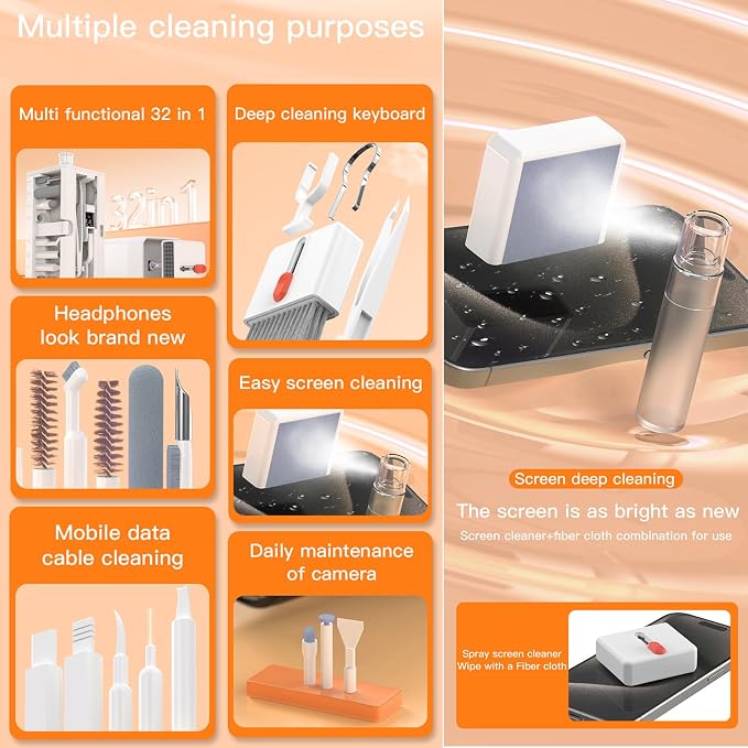 LOKEKE Multifunctional Cleaning Brush Kit, All-in-One Laptop Cleaning Tool