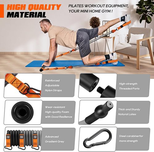 KUTIZE Pilates Bar Kit - Heavy Duty Resistance Bands for Full Body Workout | Portable Home Gym Equipment
