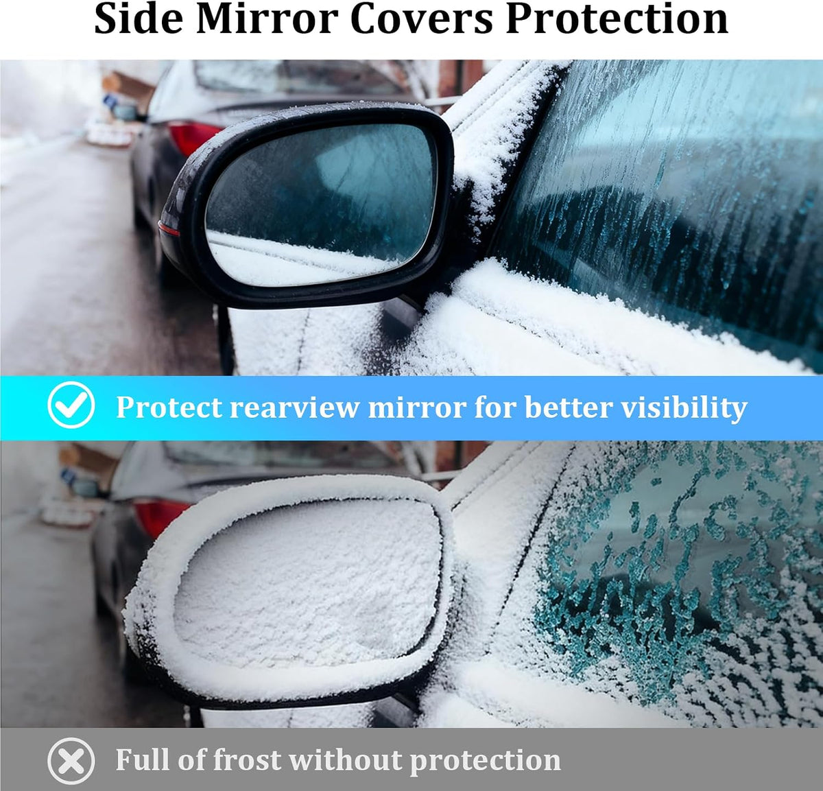 Windshield Cover for Ice and Snow, 600D Car Windshield Cover with Mirror Covers, Upgraded Windproof Includes Elastic Buckles, Frostproof & Dustproof, Fits for Large SUVs Pickups Trucks Vans (78"x 50")