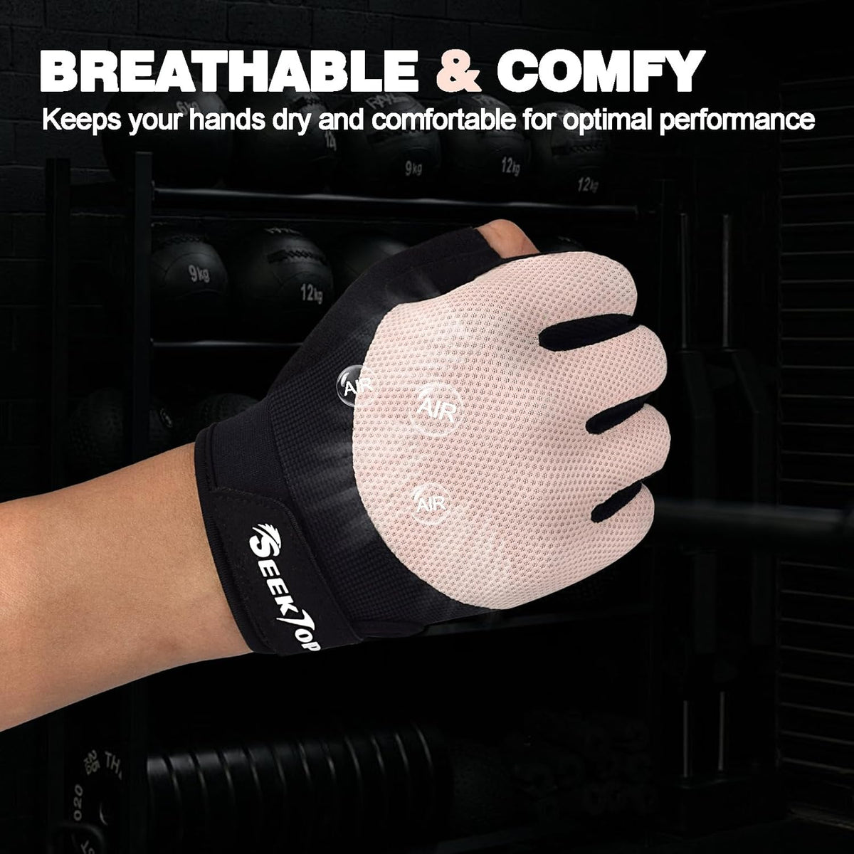 Seektop Workout Gloves - Breathable Weight Lifting Gloves with Full Palm Protection | Excellent Grip for Fitness