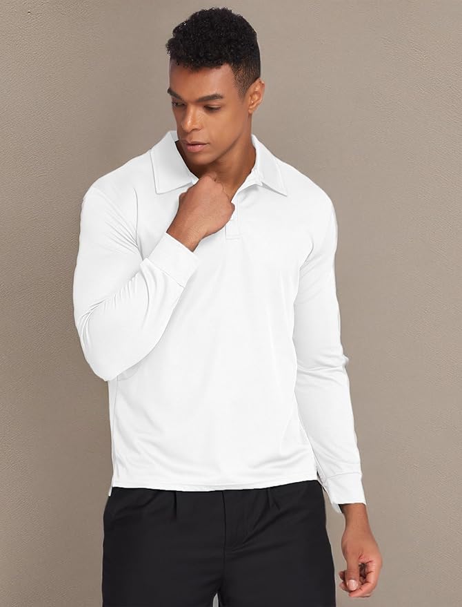 Deyeek Men's Polo Shirts Long Sleeve Golf Polo Shirts for Men Quick Dry UPF 50+ Sun Protection Polos Casual Collared Shirts