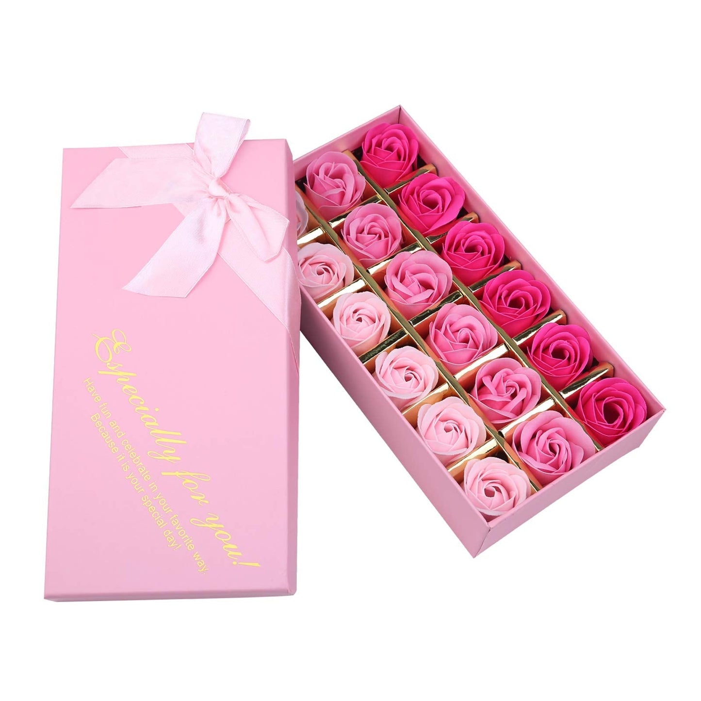 Rotumaty 18 Pcs Floral Scented Bath Soap Rose Flower Petals, Plant Essential Oil Rose Soap Set, Best Gifts For Her Women Girls M