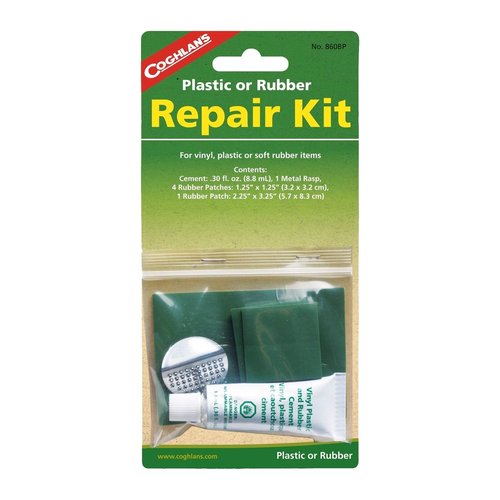 Coghlan's Repair Kit - Plastic/Rubber - 7.5" H x 3.75" W x 1.25" L - 1 PK - Includes Cement, Metal Rasp, Rubber Patches - #860BP