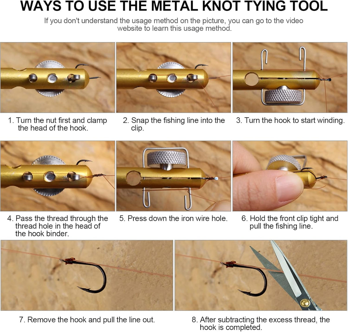 Realure Fishing Knot Tying Tool Kit - 6 Pcs Quick Knot Tying Tools with Disgorgers | Portable for Fly & Sea Fishing
