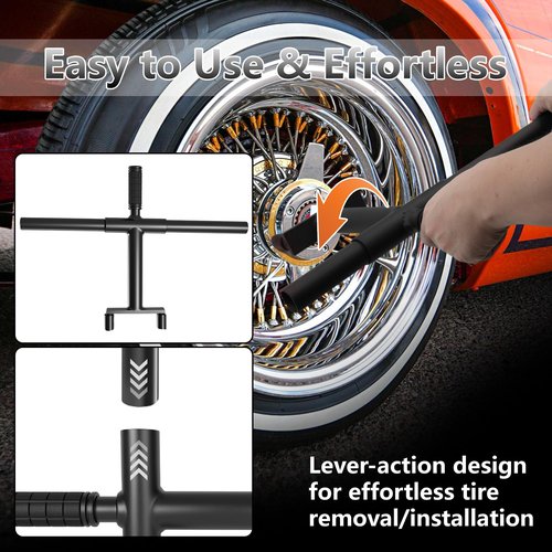 2 Bar Lowrider Wire Wheel Knock-Off Tool Compatible with Dayton, Luxor & Zenith 2-Bar Wire Wheels- Heavy Duty Steel Removal & Installation Tool