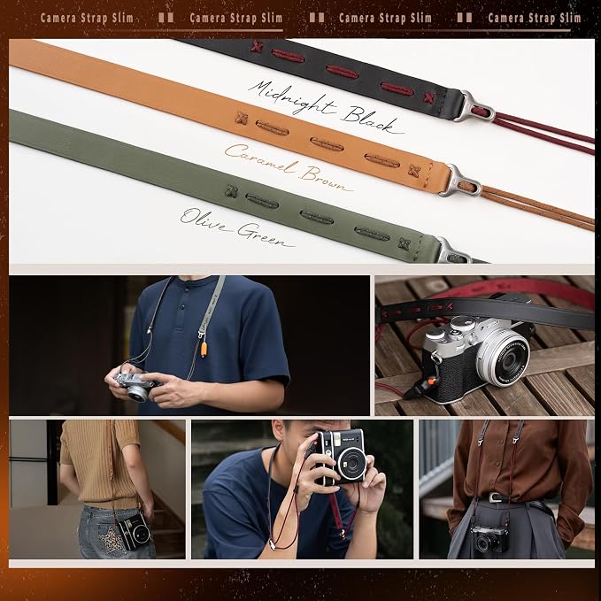PGYTECH Camera Shoulder Strap Slim Vintage Style, Adjustable 32.2-53.5in Quick