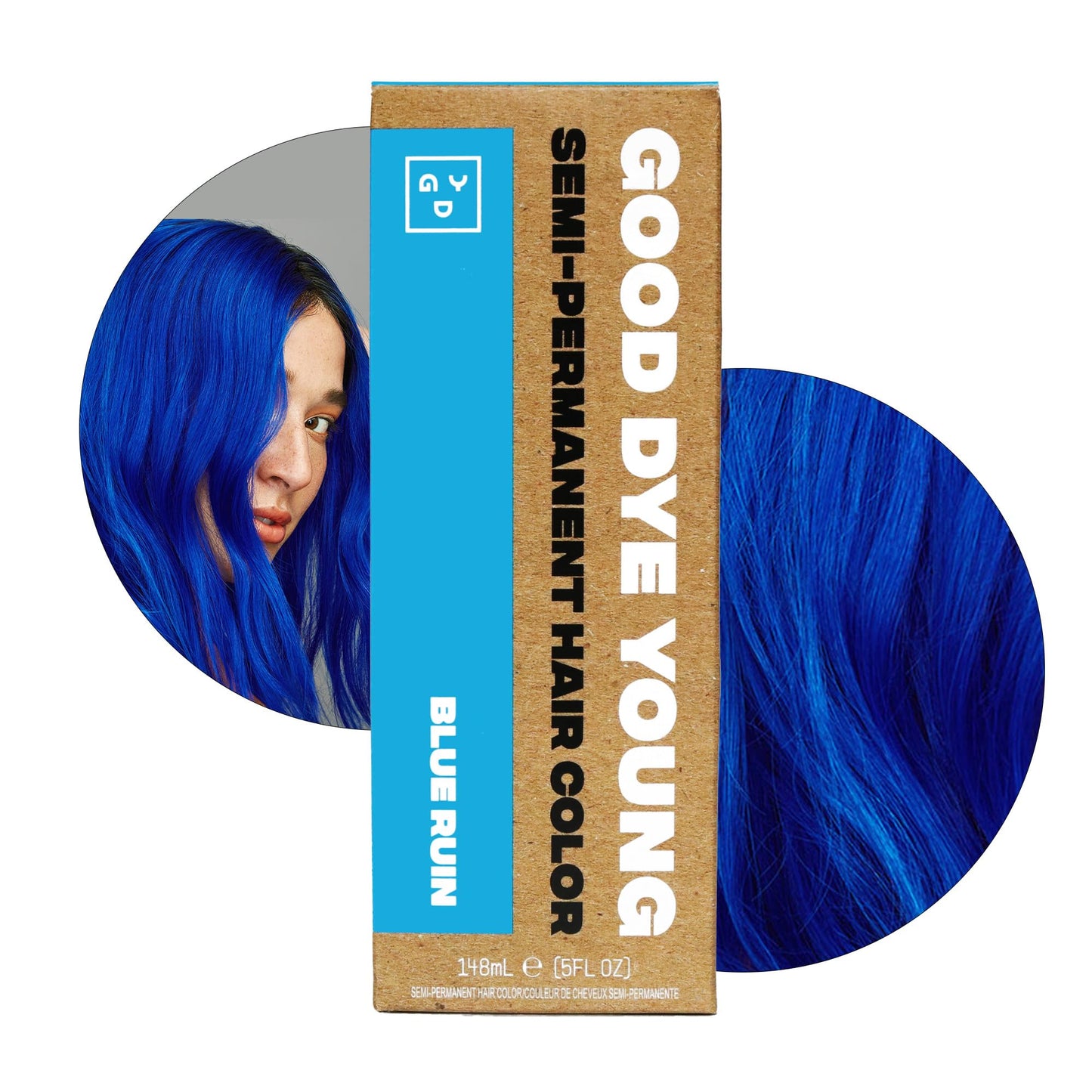 Good Dye Young Semi Permanent Blue Hair Dye (Blue Ruin) - Uv Protective Temporary Hair Color Lasts 15-24+ Washes - Conditioning