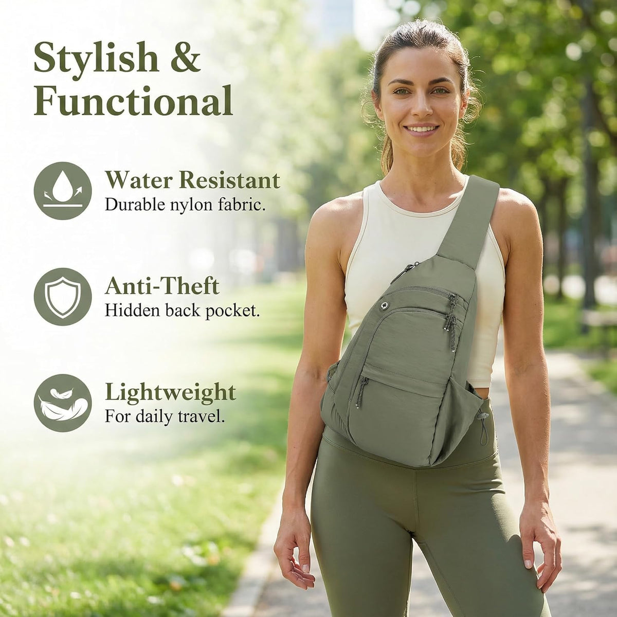 Skiennix Sling Bag for Women - Anti-Theft RFID Nylon Crossbody Purse with Adjustable Strap