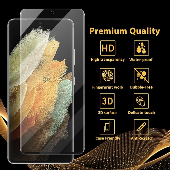 V-PORYADKU 2 Pack for Samsung Galaxy S21 Ultra Screen Protector + 2 Pack Camera
