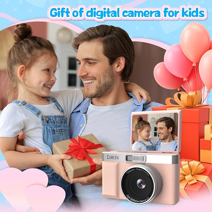 Kids Digital Camera with 180° Flip Screen, 32GB Memory Card Digital Cameras