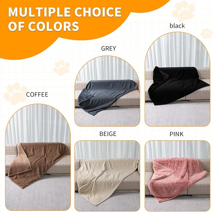 Waterproof Dog Blanket Brown Fluffy Long Faux Fur Pet Throw Blankets 28x20in for Couch Love Bed Cover Washable(Brown,XS)