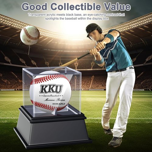 KKU Baseball Display Case - UV Protected Acrylic Holder for Official Size Balls | 2 Pack