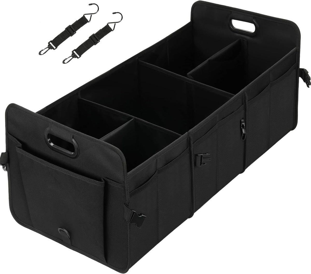 YSSOA 2 Compartments Car Trunk Organizer, 600D Oxford Polyester Car Storage, Anti-slip 14" D x 22" W x 12" H Collapsible Trunk Storage, Suitable for SUV, Minivan, Truck, Red New