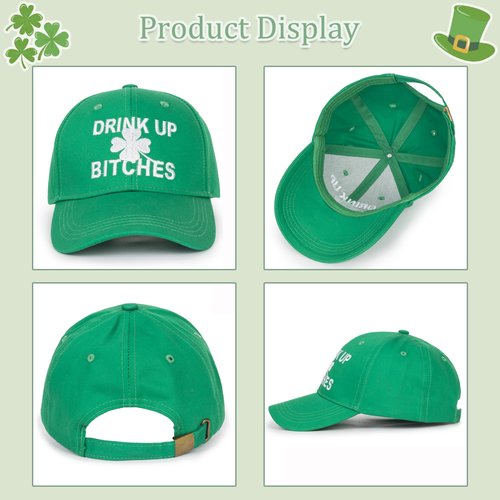 Green-4-Leaf-Clover Baseball-Cap for Men-Women - St Patrick's Shamrock Outdoor Sun Hat Breathable Sport Golf Peaked Hat