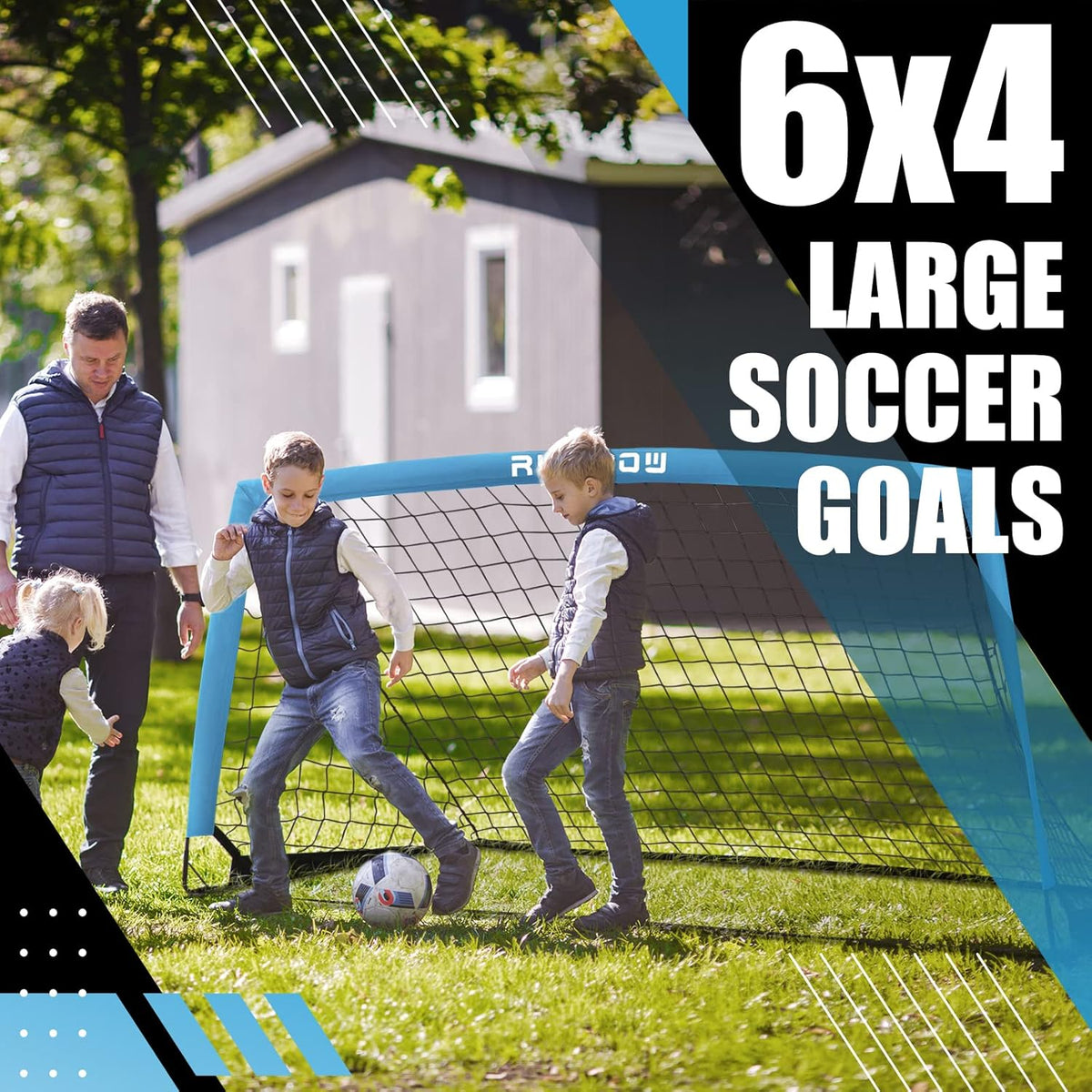 RUNBOW Kids Soccer Goal - 6x4 FT Portable Folding Net with Carry Bag for Indoor/Outdoor Training