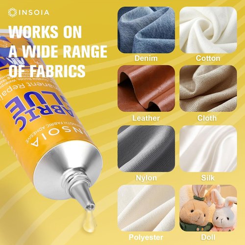 Fabric Glue Permanent by Skiennix - 29.5MLx2 Washable Clear Adhesive for Clothing, Patches & Crafts