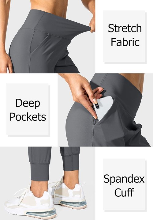 G Gradual Women's High-Waisted Joggers - Comfortable Yoga Pants with Pockets for Workout & Lounge